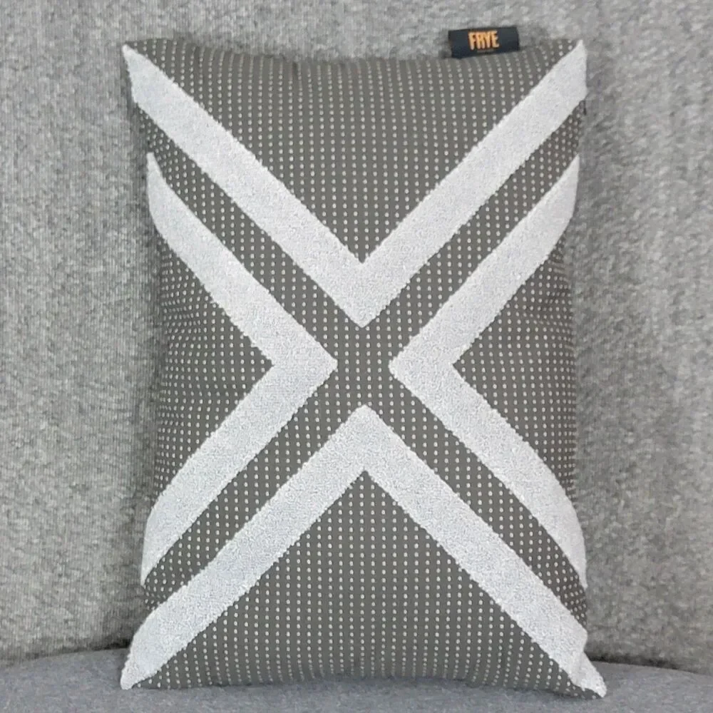 Frye Throw Pillow Gray Contemporary Textured Zippered Side Rectangle 18x13